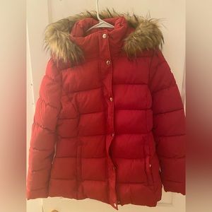 Womens Tommy Hilfiger Short Stretch Puffer Coat With Hood | Medium | New w/o Tag